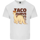 Tacosaurus Funny Mexican Taco Dinosaur T-Rex Mens Cotton T-Shirt Tee Top White