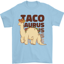 Tacosaurus Funny Mexican Taco Dinosaur T-Rex Mens T-Shirt 100% Cotton Light Blue