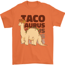 Tacosaurus Funny Mexican Taco Dinosaur T-Rex Mens T-Shirt 100% Cotton Orange