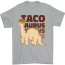 Tacosaurus Funny Mexican Taco Dinosaur T-Rex Mens T-Shirt 100% Cotton Sports Grey