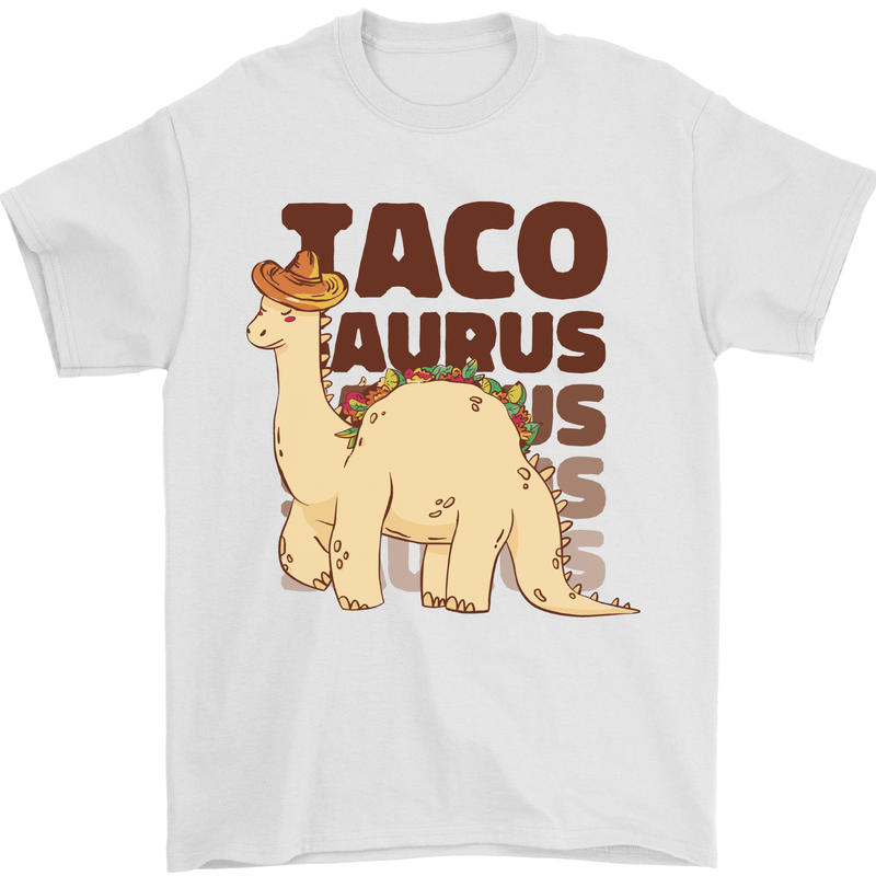 Tacosaurus Funny Mexican Taco Dinosaur T-Rex Mens T-Shirt 100% Cotton White