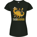 Tacosaurus Funny Mexican Taco Dinosaur Womens Petite Cut T-Shirt Black