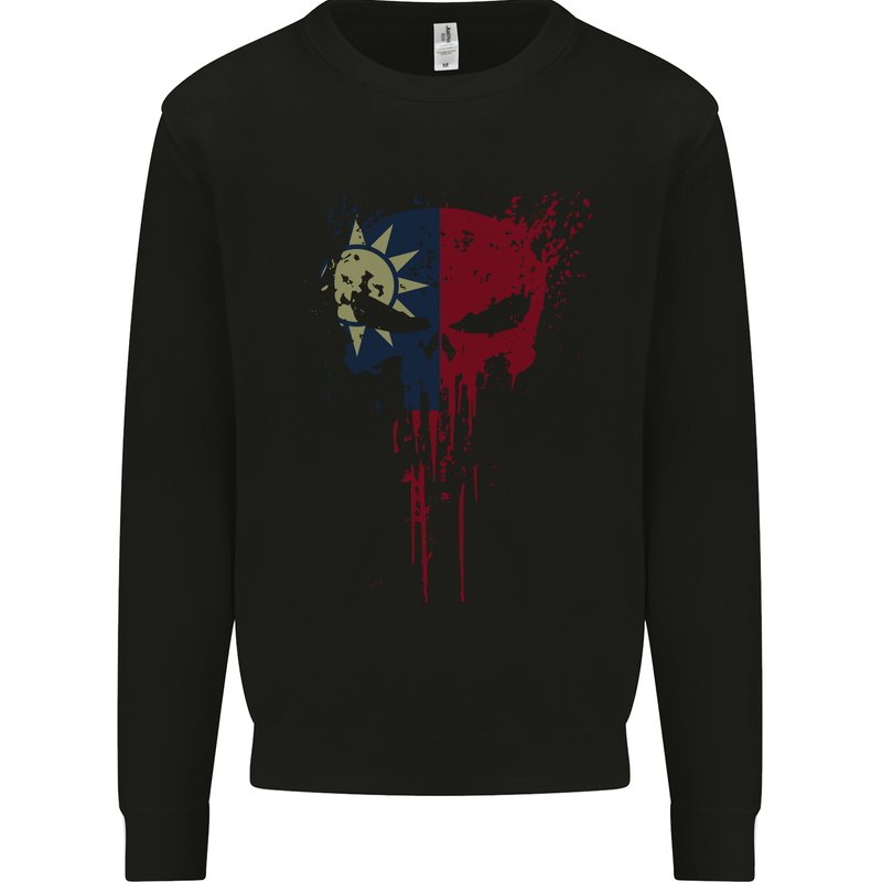 Taiwan Skull Gym Training Bodybuilding Mens Sweatshirt Jumper Black