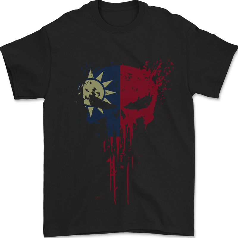 Taiwan Skull Gym Training Bodybuilding Mens T-Shirt 100% Cotton Black