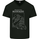 Take Me To Mountains RV Camper Caravan Mens V-Neck Cotton T-Shirt Black