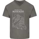 Take Me To Mountains RV Camper Caravan Mens V-Neck Cotton T-Shirt Charcoal