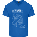 Take Me To Mountains RV Camper Caravan Mens V-Neck Cotton T-Shirt Royal Blue