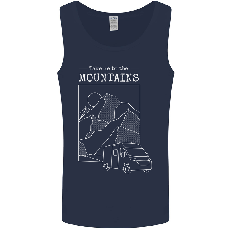 Take Me To Mountains RV Camper Caravan Mens Vest Tank Top Navy Blue