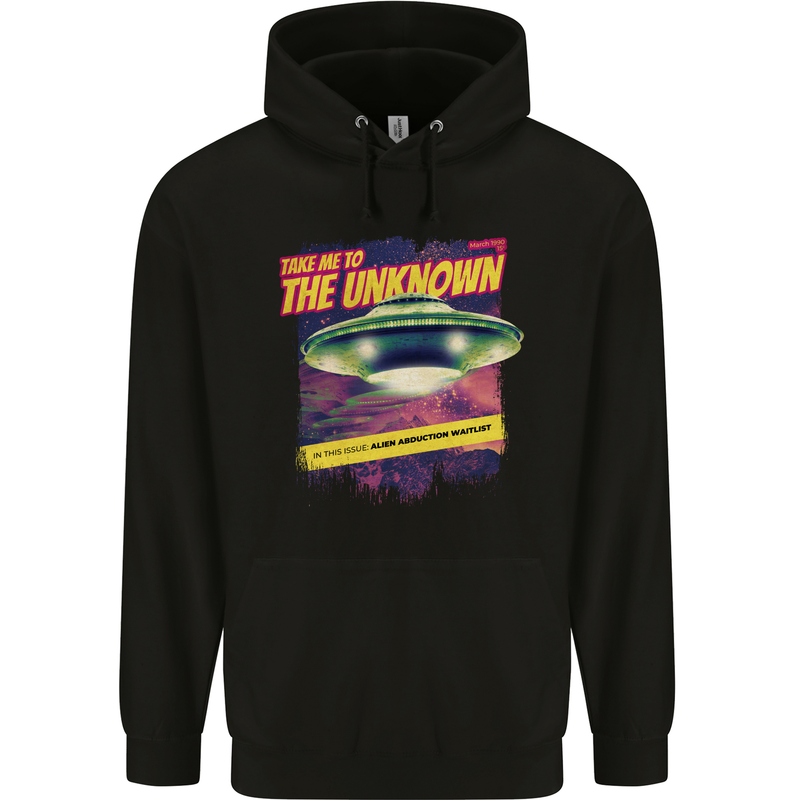 Take Me to the Unknown Alien UFO Mens 80% Cotton Hoodie Black