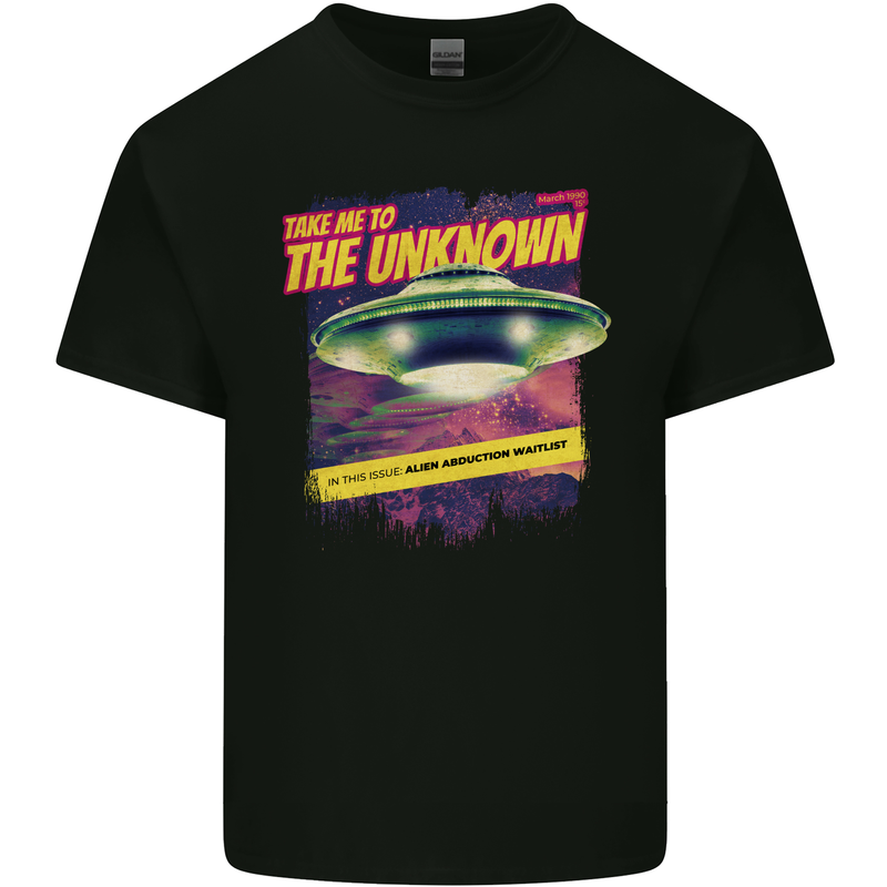 Take Me to the Unknown Alien UFO Mens Cotton T-Shirt Tee Top Black