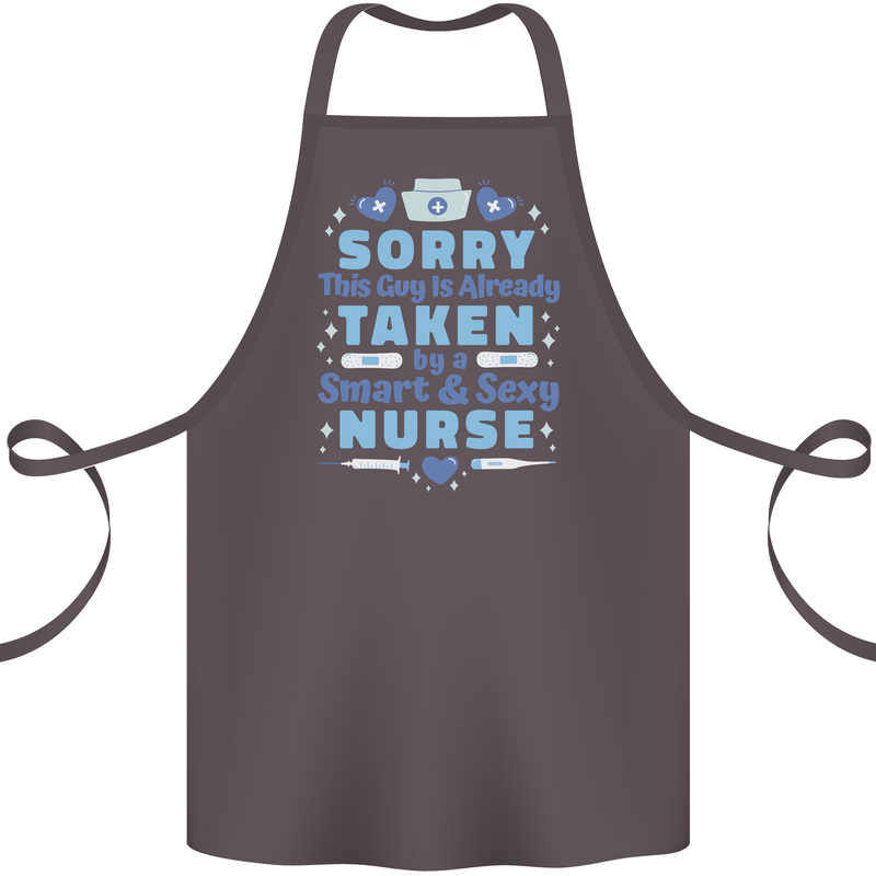 Taken By a Smart Nurse Funny Valentines Day Cotton Apron 100% Organic Dark Grey