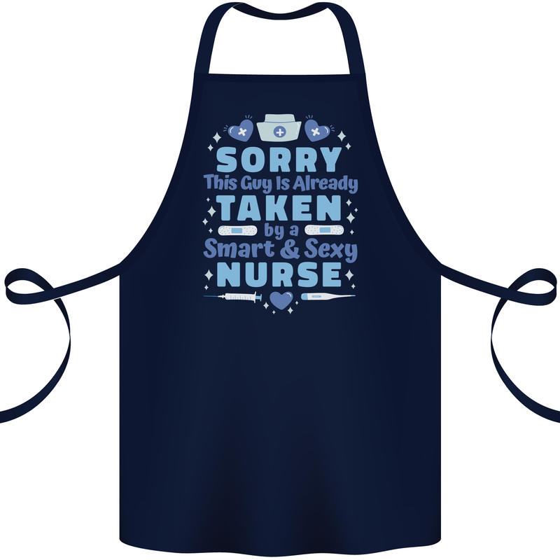 Taken By a Smart Nurse Funny Valentines Day Cotton Apron 100% Organic Navy Blue