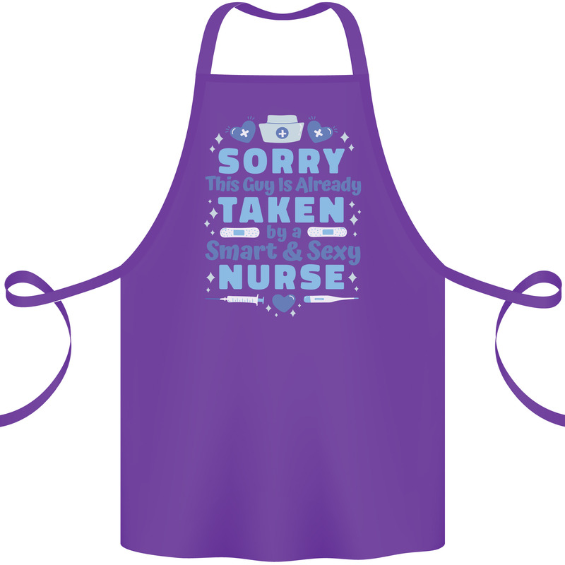 Taken By a Smart Nurse Funny Valentines Day Cotton Apron 100% Organic Purple