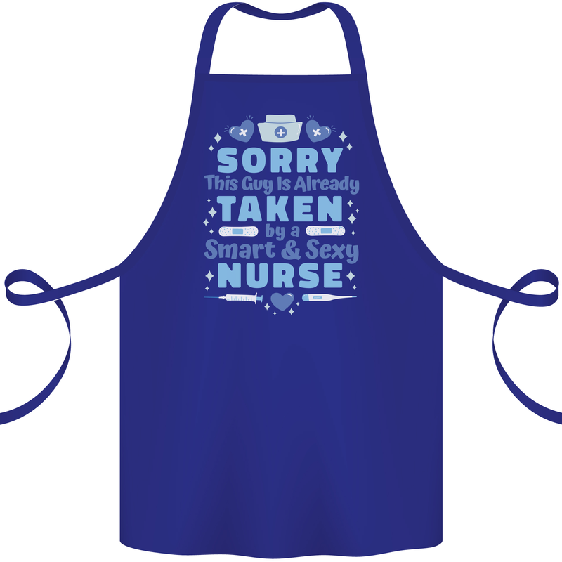 Taken By a Smart Nurse Funny Valentines Day Cotton Apron 100% Organic Royal Blue