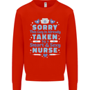 Taken By a Smart Nurse Funny Valentines Day Kids Sweatshirt Jumper Bright Red
