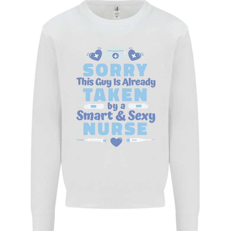 Taken By a Smart Nurse Funny Valentines Day Kids Sweatshirt Jumper White