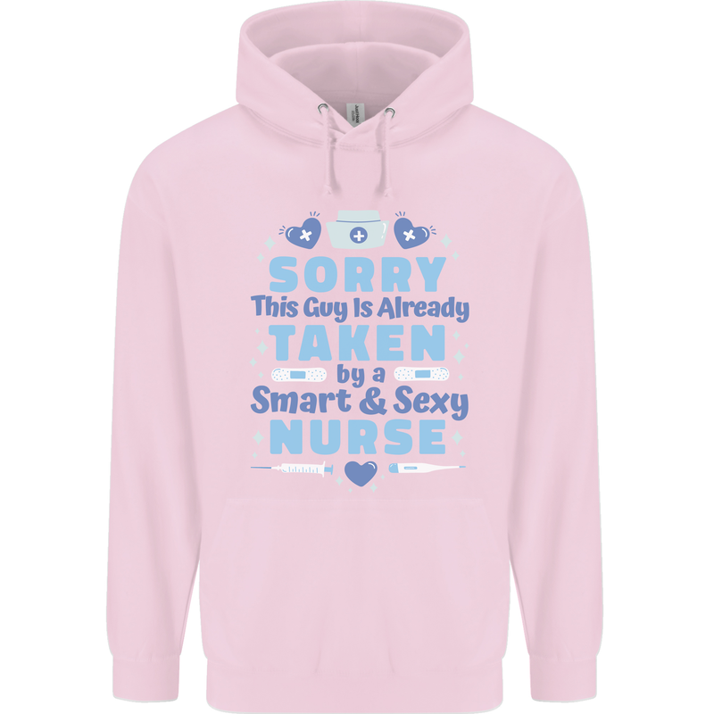 Taken By a Smart Nurse Funny Valentines Day Mens 80% Cotton Hoodie Light Pink