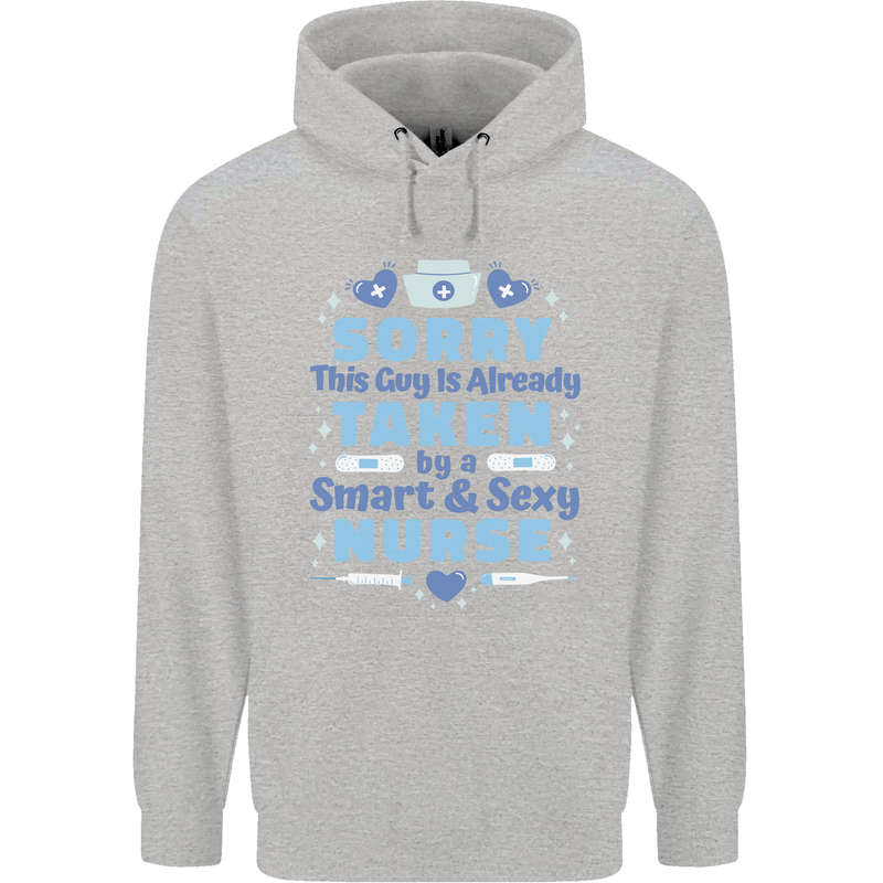 Taken By a Smart Nurse Funny Valentines Day Mens 80% Cotton Hoodie Sports Grey