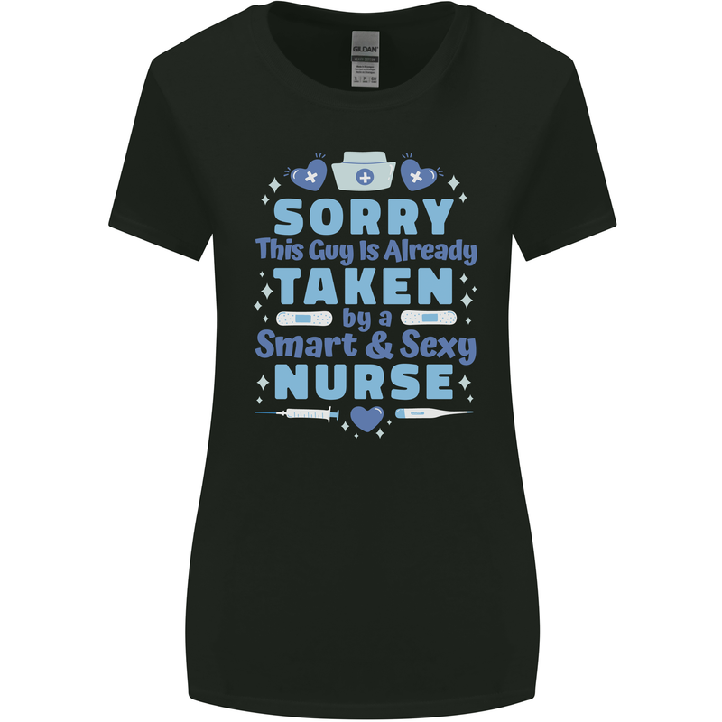 Taken By a Smart Nurse Funny Valentines Day Womens Wider Cut T-Shirt Black