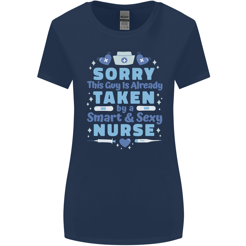 Taken By a Smart Nurse Funny Valentines Day Womens Wider Cut T-Shirt Navy Blue