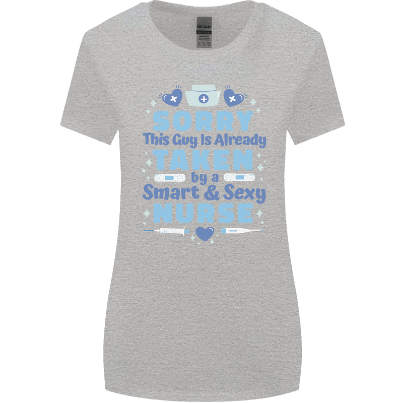 Taken By a Smart Nurse Funny Valentines Day Womens Wider Cut T-Shirt Sports Grey