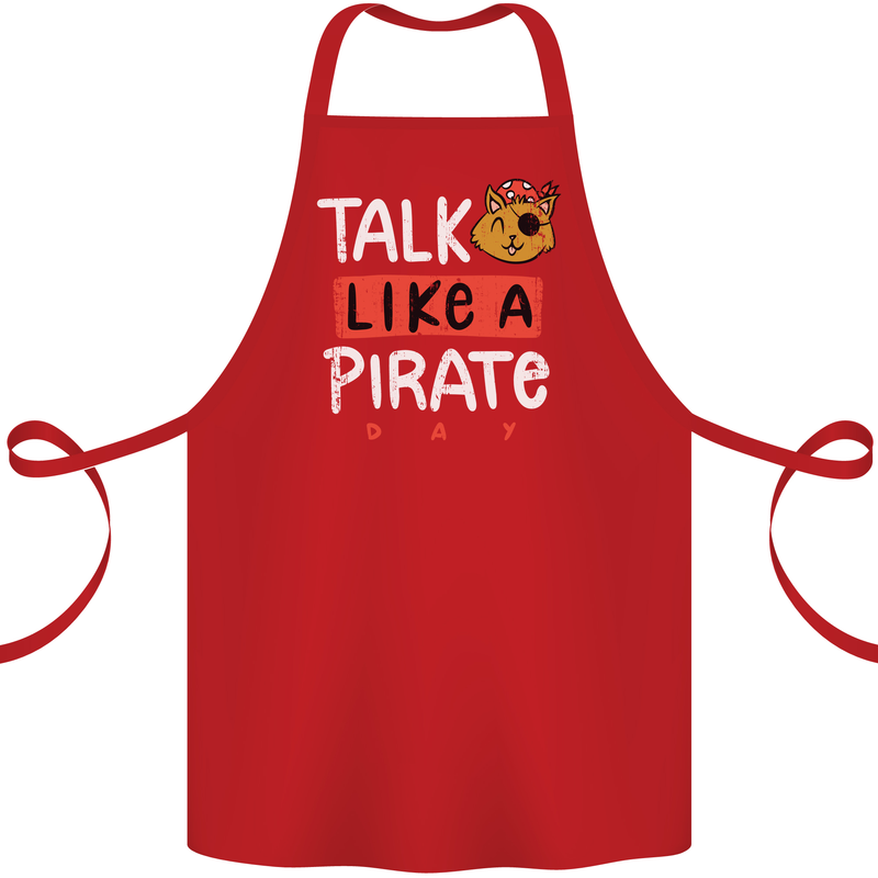 Talk Like a Pirate Day Cotton Apron 100% Organic Red