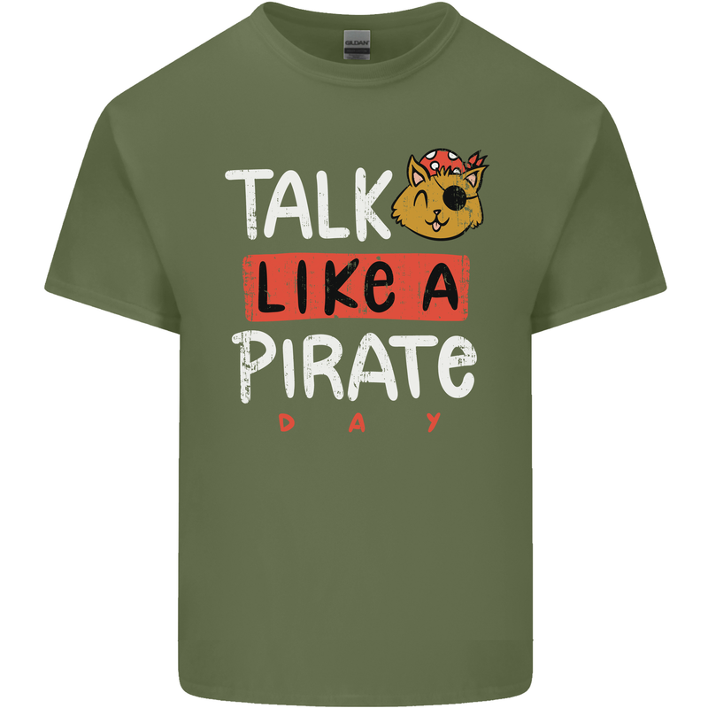 Talk Like a Pirate Day Mens Cotton T-Shirt Tee Top Military Green