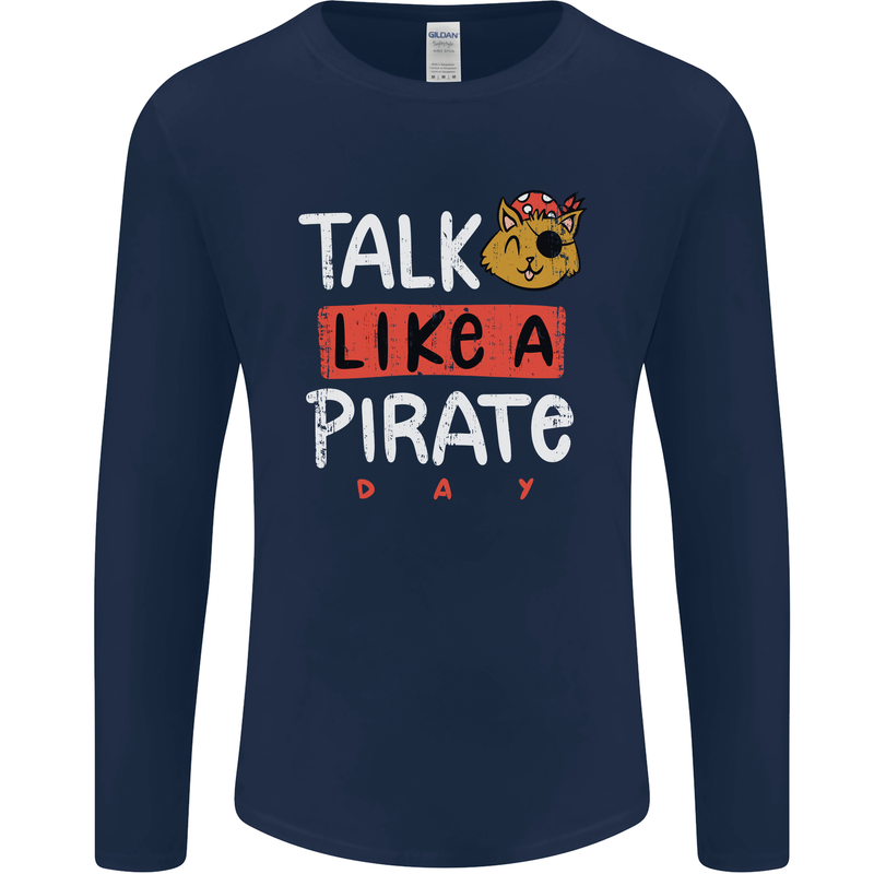 Talk Like a Pirate Day Mens Long Sleeve T-Shirt Navy Blue