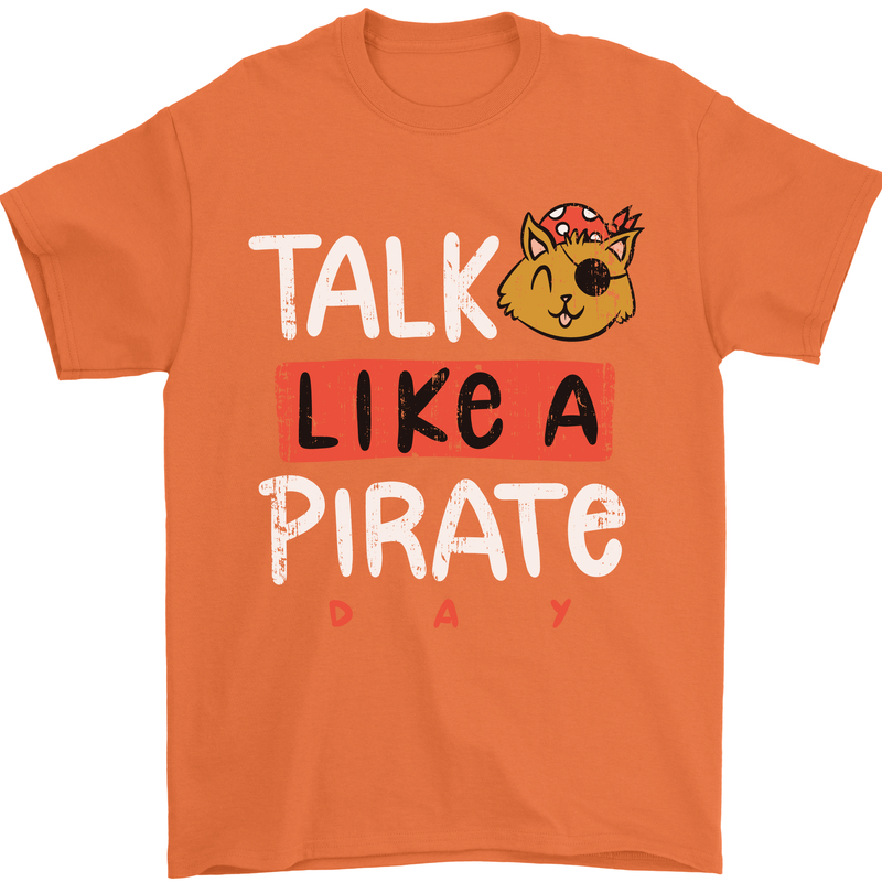 Talk Like a Pirate Day Mens T-Shirt 100% Cotton Orange