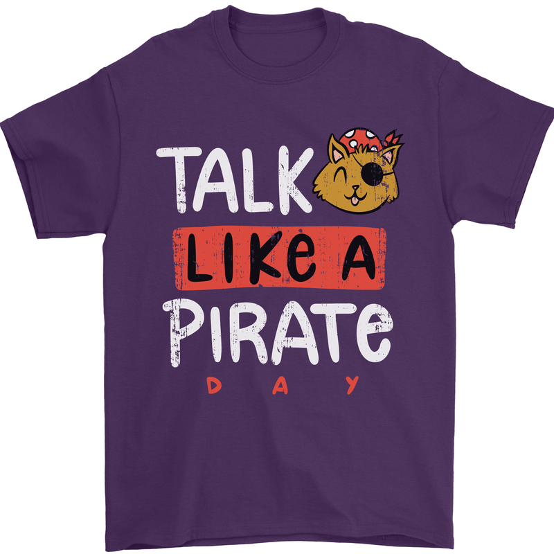 Talk Like a Pirate Day Mens T-Shirt 100% Cotton Purple