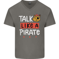 Talk Like a Pirate Day Mens V-Neck Cotton T-Shirt Charcoal