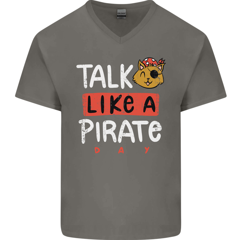 Talk Like a Pirate Day Mens V-Neck Cotton T-Shirt Charcoal
