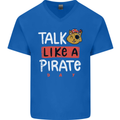 Talk Like a Pirate Day Mens V-Neck Cotton T-Shirt Royal Blue