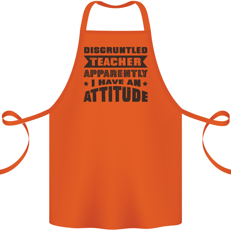 Teacher Attitude Funny Teaching Games PE Geography Cotton Apron 100% Organic Orange