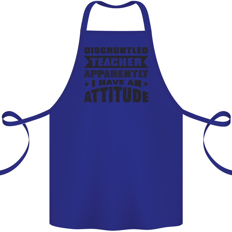Teacher Attitude Funny Teaching Games PE Geography Cotton Apron 100% Organic Royal Blue