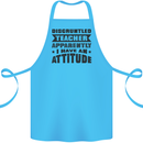 Teacher Attitude Funny Teaching Games PE Geography Cotton Apron 100% Organic Turquoise