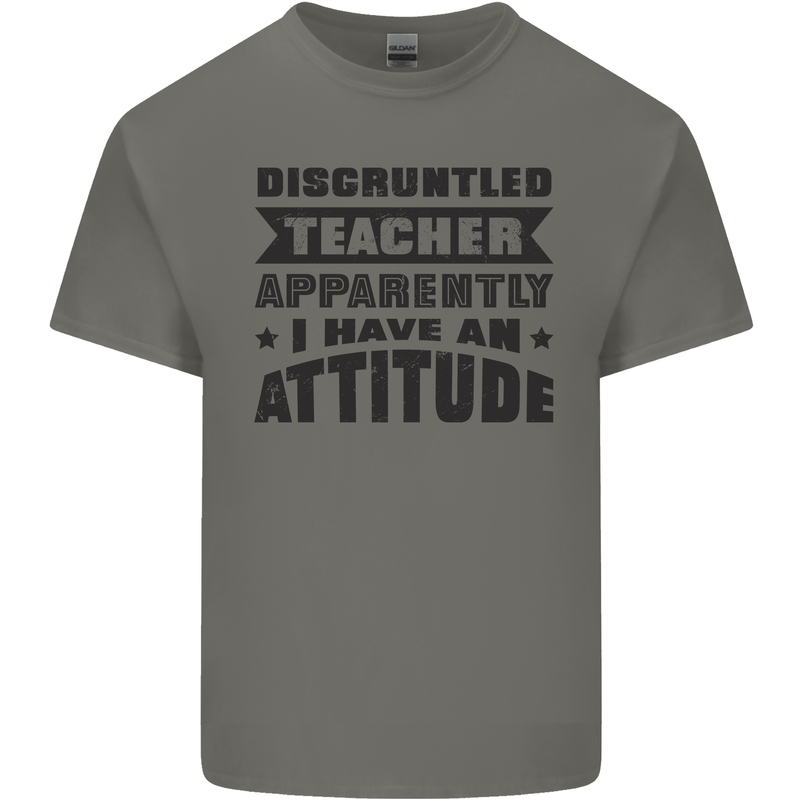 Teacher Attitude Funny Teaching Games PE Geography Mens Cotton T-Shirt Tee Top Charcoal