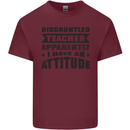 Teacher Attitude Funny Teaching Games PE Geography Mens Cotton T-Shirt Tee Top Maroon