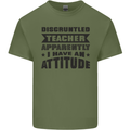 Teacher Attitude Funny Teaching Games PE Geography Mens Cotton T-Shirt Tee Top Military Green