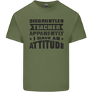 Teacher Attitude Funny Teaching Games PE Geography Mens Cotton T-Shirt Tee Top Military Green
