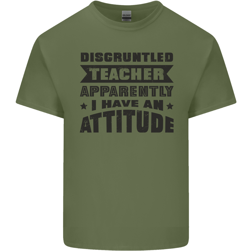Teacher Attitude Funny Teaching Games PE Geography Mens Cotton T-Shirt Tee Top Military Green