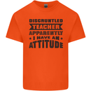Teacher Attitude Funny Teaching Games PE Geography Mens Cotton T-Shirt Tee Top Orange
