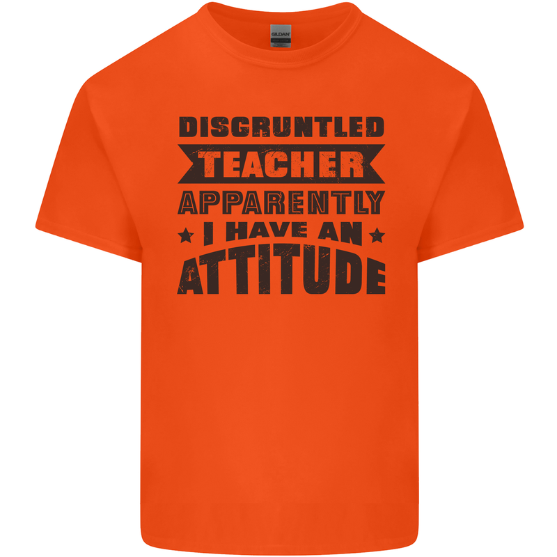 Teacher Attitude Funny Teaching Games PE Geography Mens Cotton T-Shirt Tee Top Orange