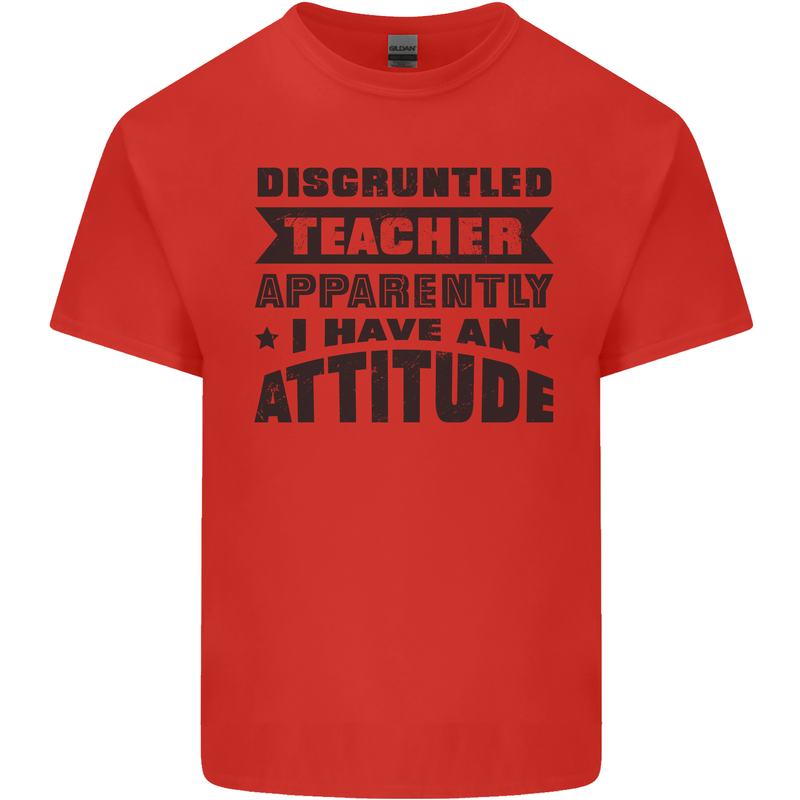 Teacher Attitude Funny Teaching Games PE Geography Mens Cotton T-Shirt Tee Top Red