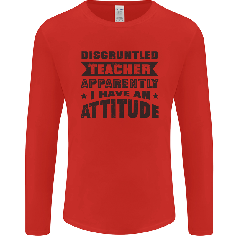 Teacher Attitude Funny Teaching Games PE Geography Mens Long Sleeve T-Shirt Red