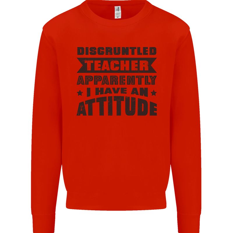 Teacher Attitude Funny Teaching Games PE Geography Mens Sweatshirt Jumper Bright Red