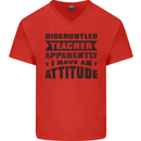 Teacher Attitude Funny Teaching Games PE Geography Mens V-Neck Cotton T-Shirt Red