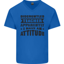 Teacher Attitude Funny Teaching Games PE Geography Mens V-Neck Cotton T-Shirt Royal Blue