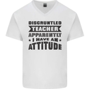 Teacher Attitude Funny Teaching Games PE Geography Mens V-Neck Cotton T-Shirt White