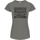 Teacher Attitude Funny Teaching Games PE Geography Womens Petite Cut T-Shirt Charcoal